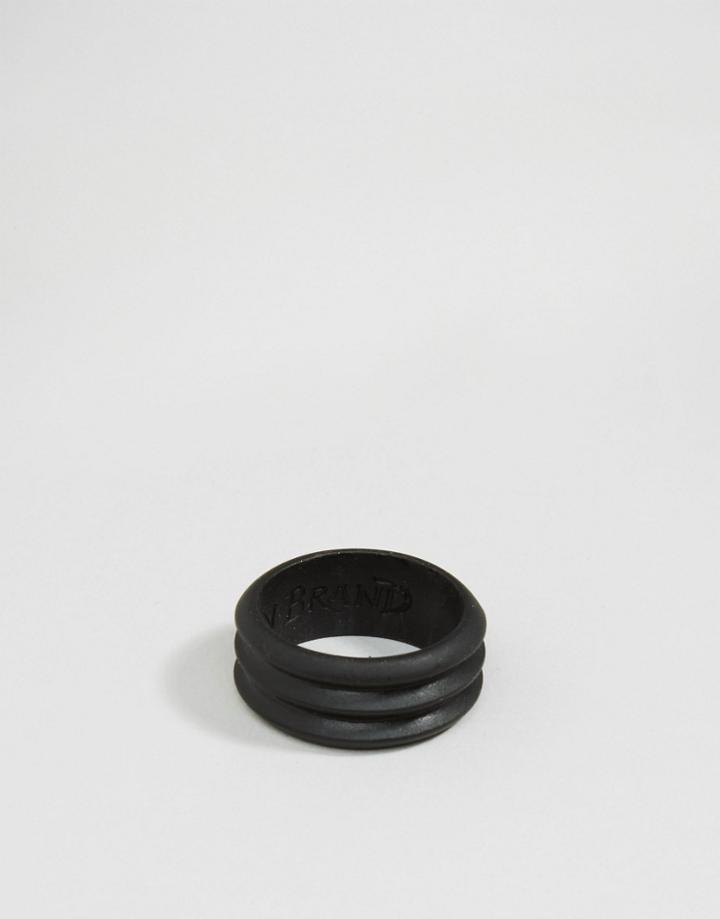 Icon Brand Ridge Band Ring In Black - Black