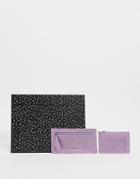 French Connection Textured Metallic Glitter Wallet And Cardholder Set In Pink