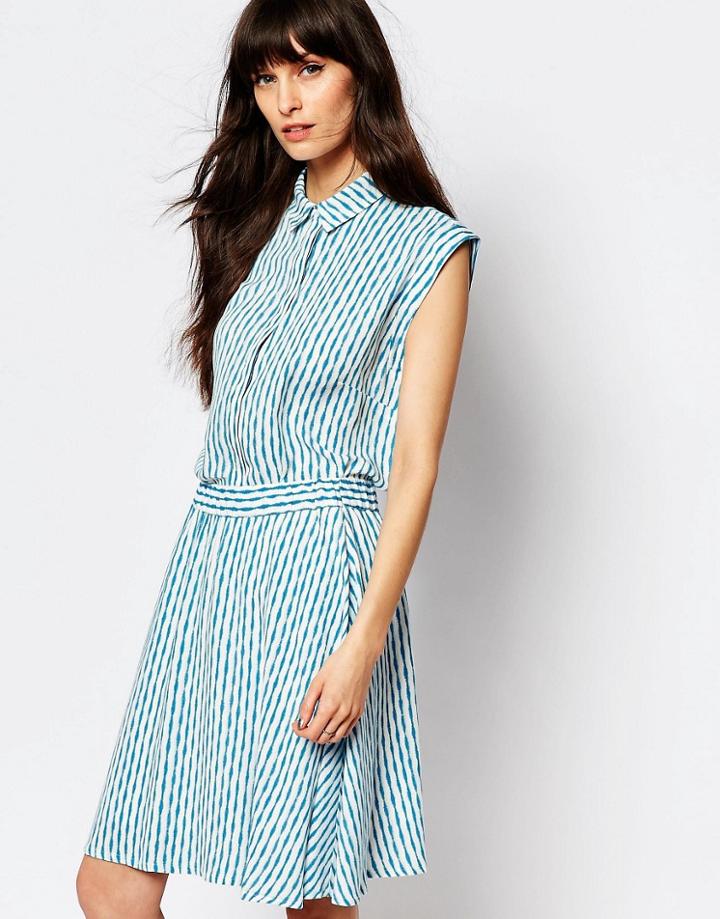 Just Female Shary Sleeveless Blouse In Print - Blue