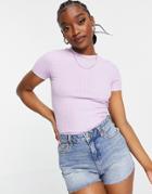 Asos Design Slim Fit T-shirt In Rib In Lilac-purple