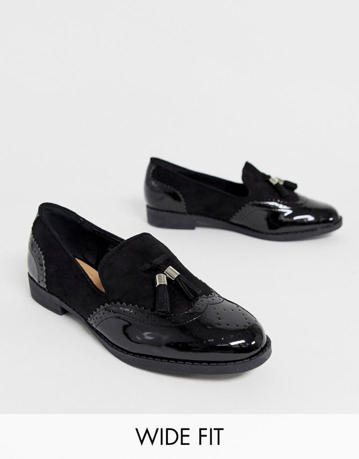 Simply Be Extra Wide Fit Loafer With Tassel Trim In Black - Black