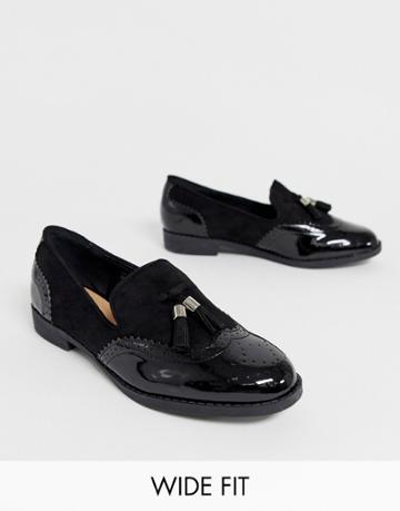 Simply Be Extra Wide Fit Loafer With Tassel Trim In Black - Black