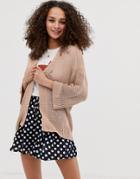 Brave Soul Edge To Edge Cardigan In Sand-beige