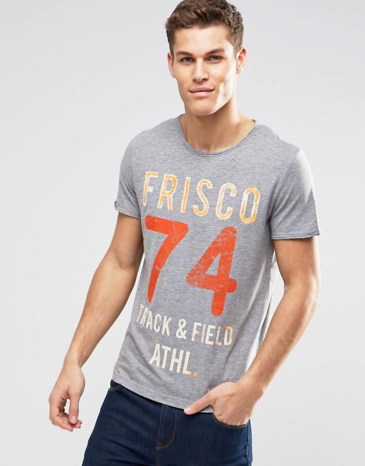 Esprit T-shirt With 74 Print - Medium Gray