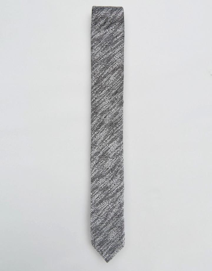 Asos Tie In Black Marl - Black