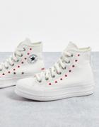 Converse Chuck Taylor All Star Hi Lift Crafted With Love Embroidered Canvas Platform Sneakers In Vintage White