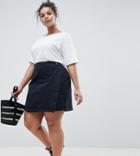 Asos Design Curve Denim Wrap Skirt In Washed Black - Black