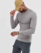 Asos Design Muscle Sweatshirt In Gray Interest Fabric