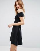 Asos Off The Shoulder Bardot Shift Scuba Mini Dress - Black