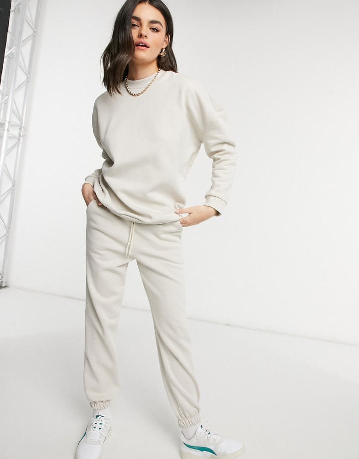 Asos Design Tracksuit Oversized Sweatshirt / Oversized Sweatpants In Stone-neutral