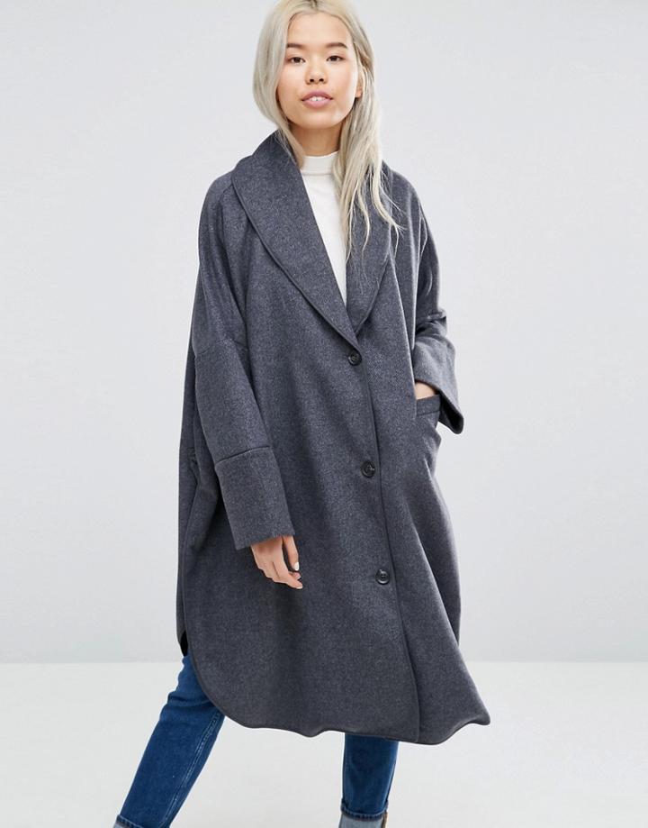 Weekday Longline Cape Coat - Gray