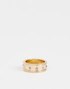 Asos Design Ring With Violet Crystal Stones In Gold - Gold