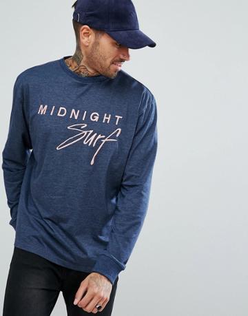 Midnight Surf Towelling Long Sleeve Top - Blue