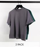 Asos Design 2 Pack T-shirt With Roll Sleeve In Multi - Multi