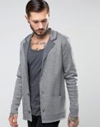 Asos Knitted Blazer With Metallic Yarn In Slim Fit - Gray