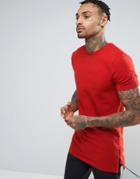 Asos Longline Muscle T-shirt With Contrast Side Zips With Faux Leather