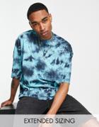 Asos Design Oversized T-shirt In Blue & Black Tie Dye