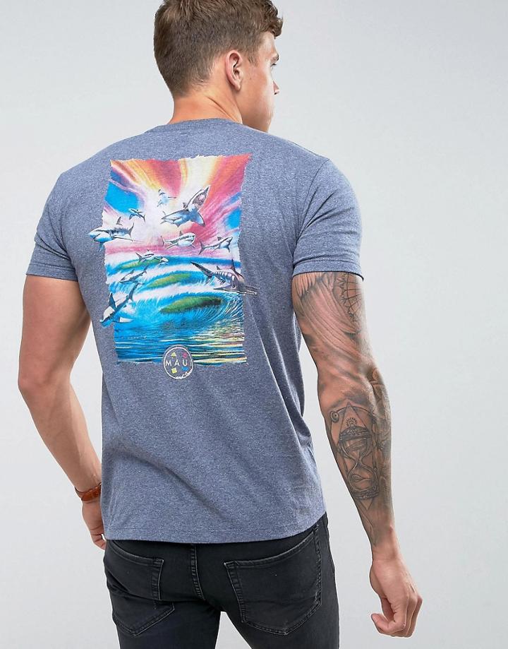 Maui Wave Back Print T-shirt - Blue