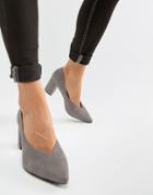 Glamorous Point Block Heeled Shoes In Gray