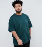 Asos Design Plus Organic Oversized Fit T-shirt With Crew Neck In Khaki - Green