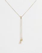 Asos Design Necklace In Lariat Profile With Teardrop Pendants In Gold - Gold