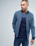 Lyle & Scott Pique Bomber Jacket Eagle Logo Contrast Detail In Navy - Navy