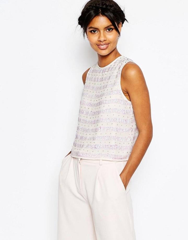 Asos Embellished Shell Top - Ivory