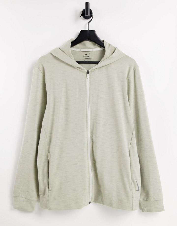 Nike Yoga Dri-fit Zip Thru Hoodie In Stone-neutral