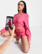 Unique21 Tie Front Cropped Blazer In Pink - Part Of A Set