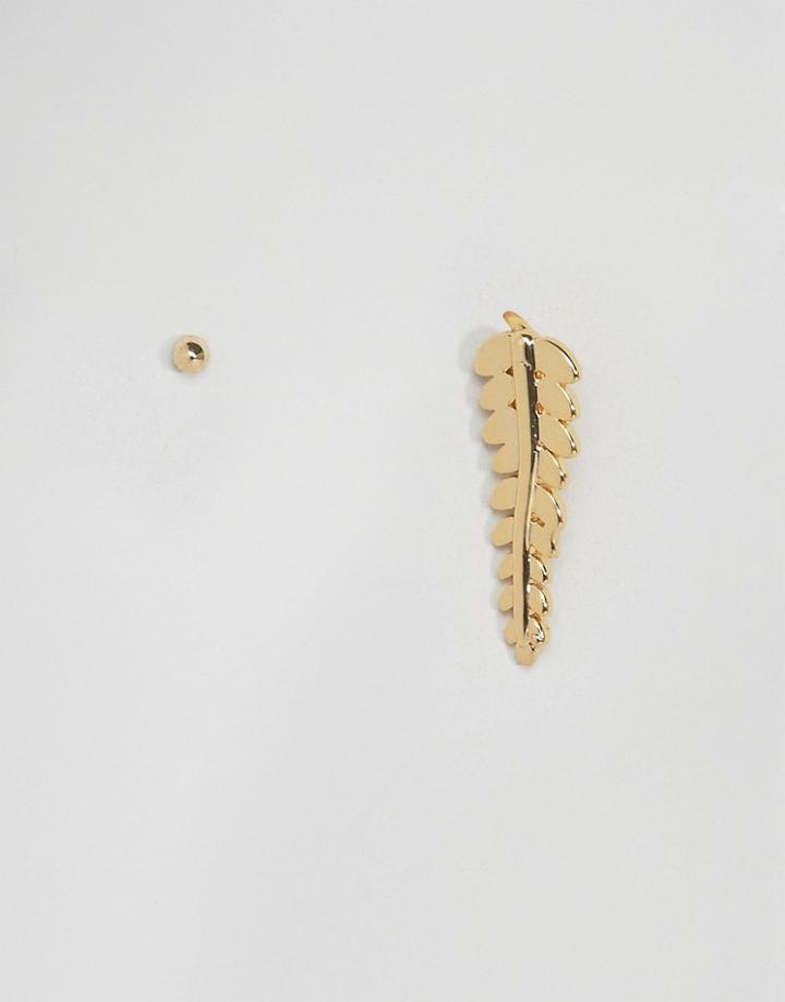 Orelia Leaf & Stud Earring Set - Gold