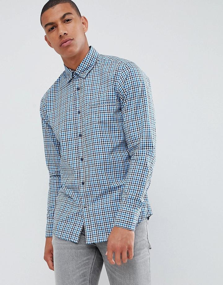 Boss Relegant Gingham Check Shirt In Blue - Blue