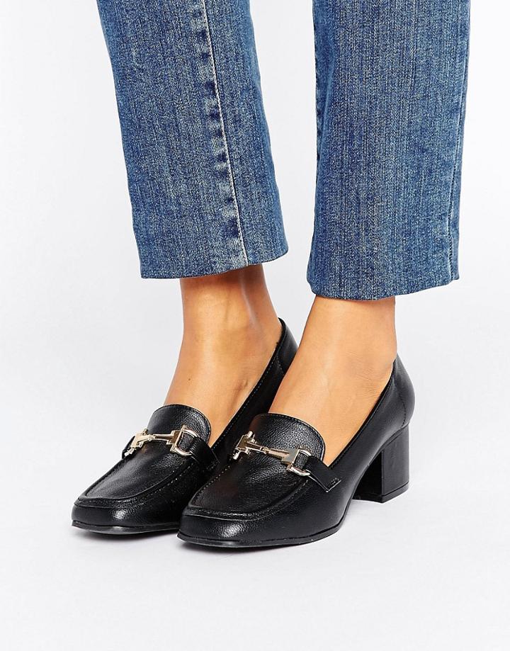 New Look Metal Detail Block Heel Loafer - Black