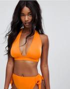 Asos Halter Plunge Bikini Top - Orange