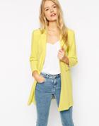 Asos Coat In Lightweight With Contrast Liner - Yellow