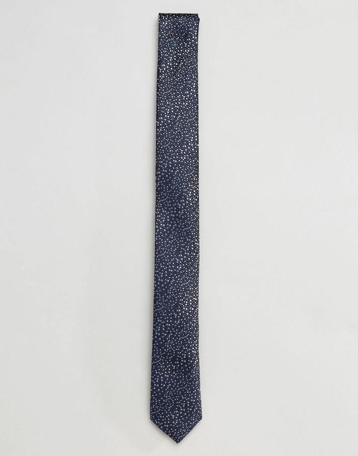 Noak Tie With Pebbles Pattern - Navy