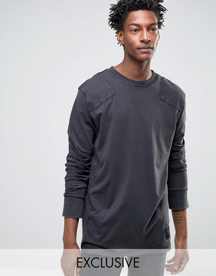 Cheap Monday Yard Long Sleeve T-shirt Used Wash - Black