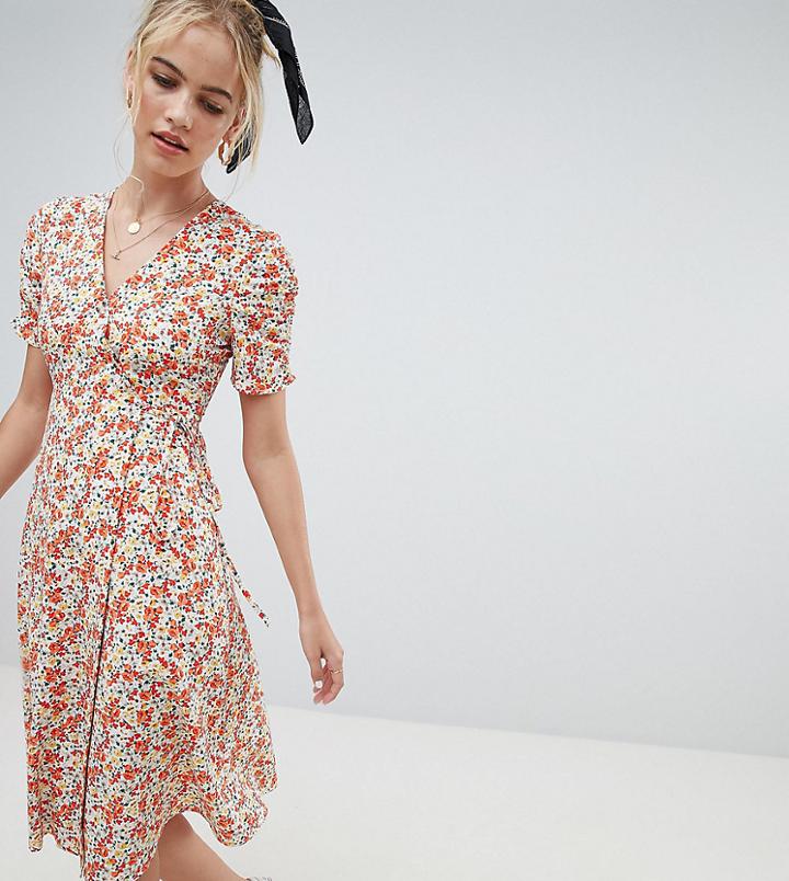 Reclaimed Vintage Inspired Midi Dress In Floral Print - Multi