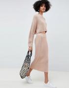 Asos Design Two-piece Skirt In Rib Knit - Pink