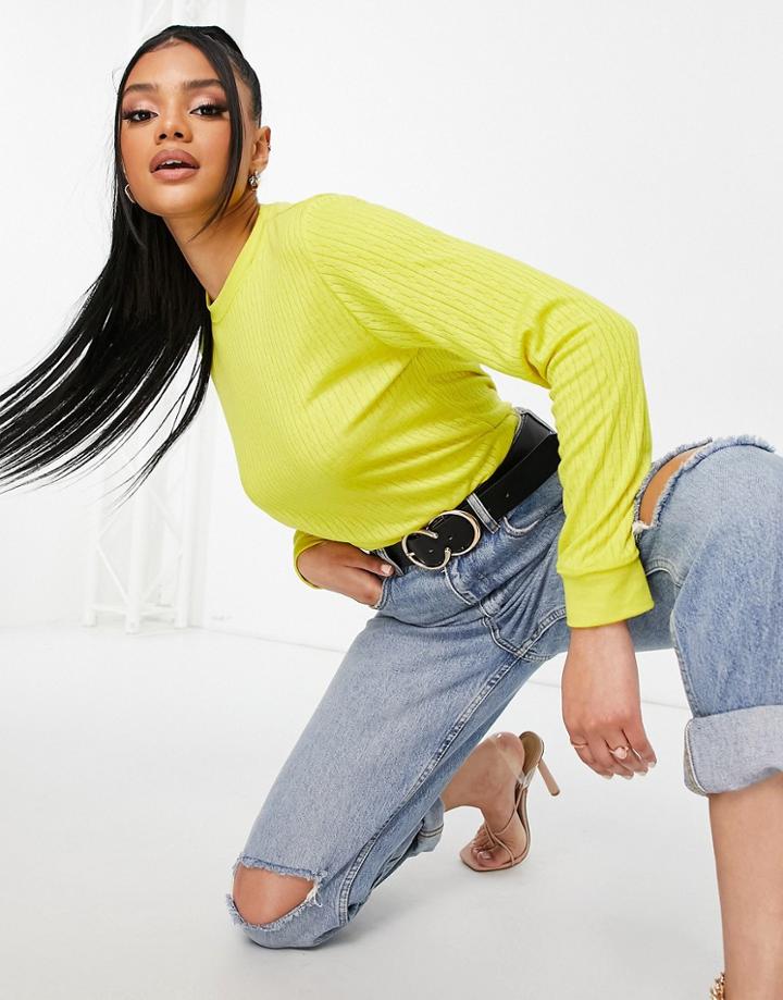 Unique21 Stripe Textured Sweater In Yellow