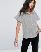 Noisy May Stripe Shirt With Frill Sleeve - Multi