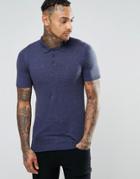 Asos Muscle Fit Knitted Polo In Navy Twist Cotton - Navy