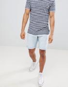 Celio Slim Fit Denim Shorts In Bleached Wash - White
