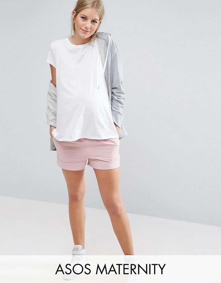 Asos Maternity Linen Drawstring Short - Pink