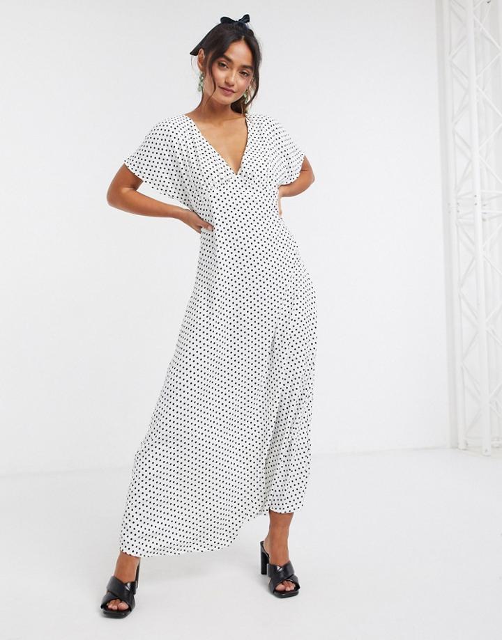 Brave Soul Midi Dress In Polka Dot-white