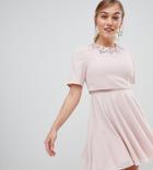 Asos Design Petite 3d Crop Top Mini Dress - Pink