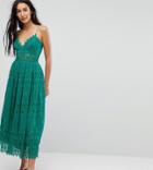 Asos Tall Lace Cami Midi Prom Dress - Green