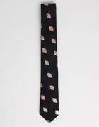 Twisted Tailor Tie With Copper Print - Black