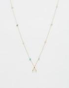 Orelia Chip Wishbone Long Necklace - Gold