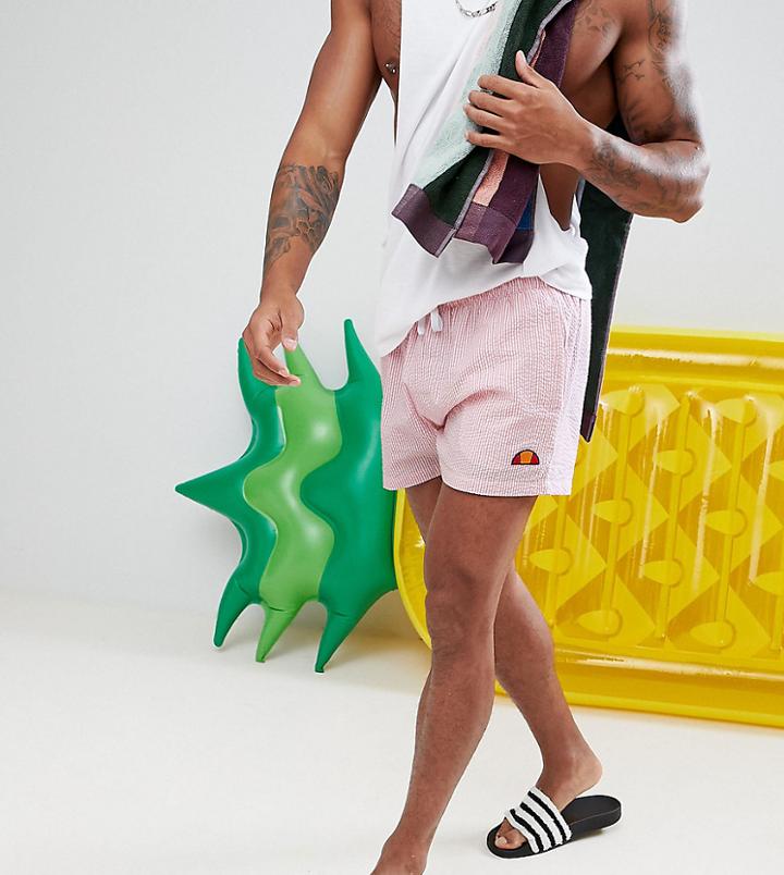 Ellesse Swims Shorts With Seersucker Stripe In Pink - Pink