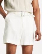 Asos Design Smart Cropped Bermuda Shorts In White Plisse